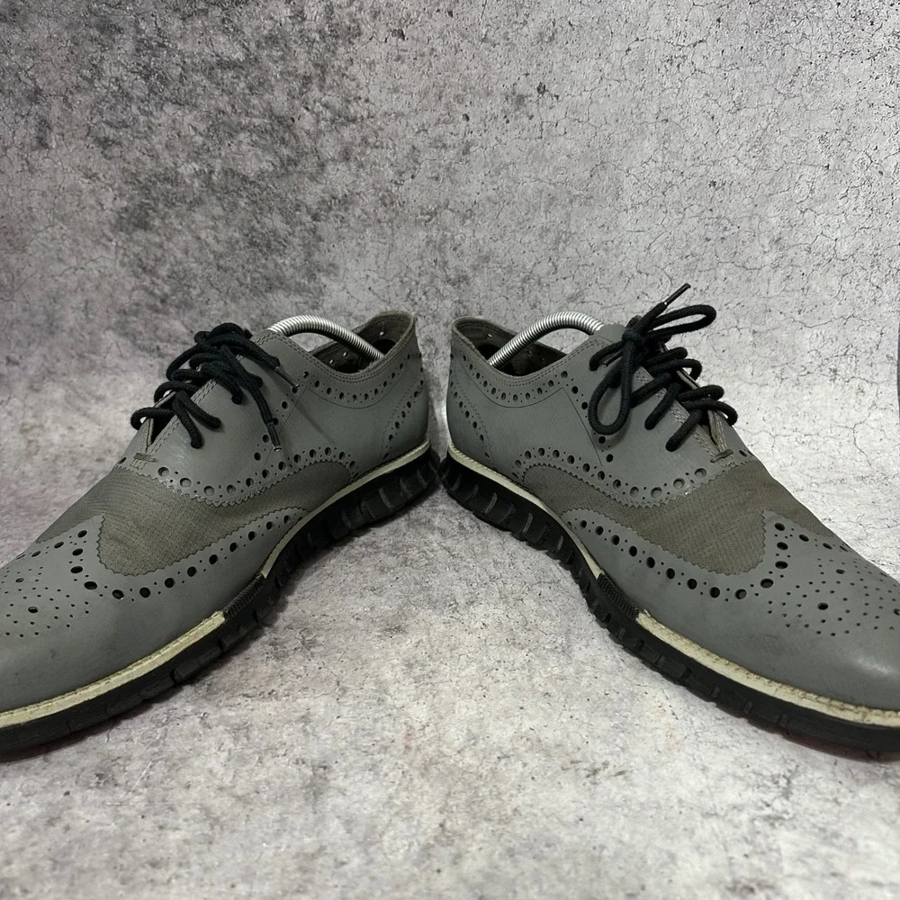 Cole Haan Zerogrand Wingtip Oxford Mens 11 Gray Brogue Leather C14319 Shoes